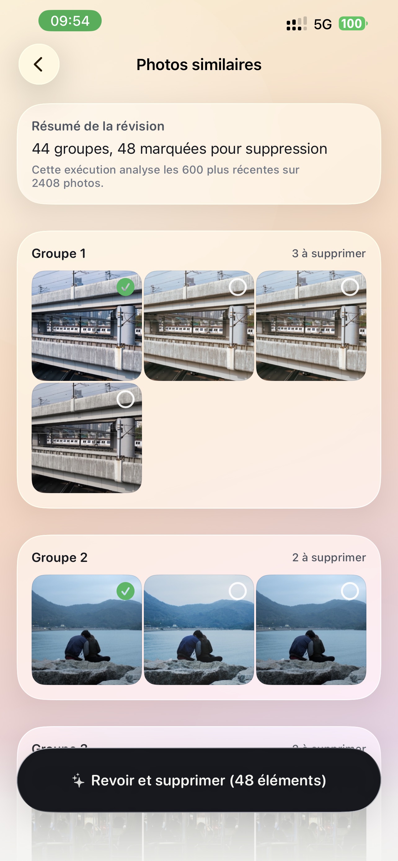 Comparaison de photos similaires